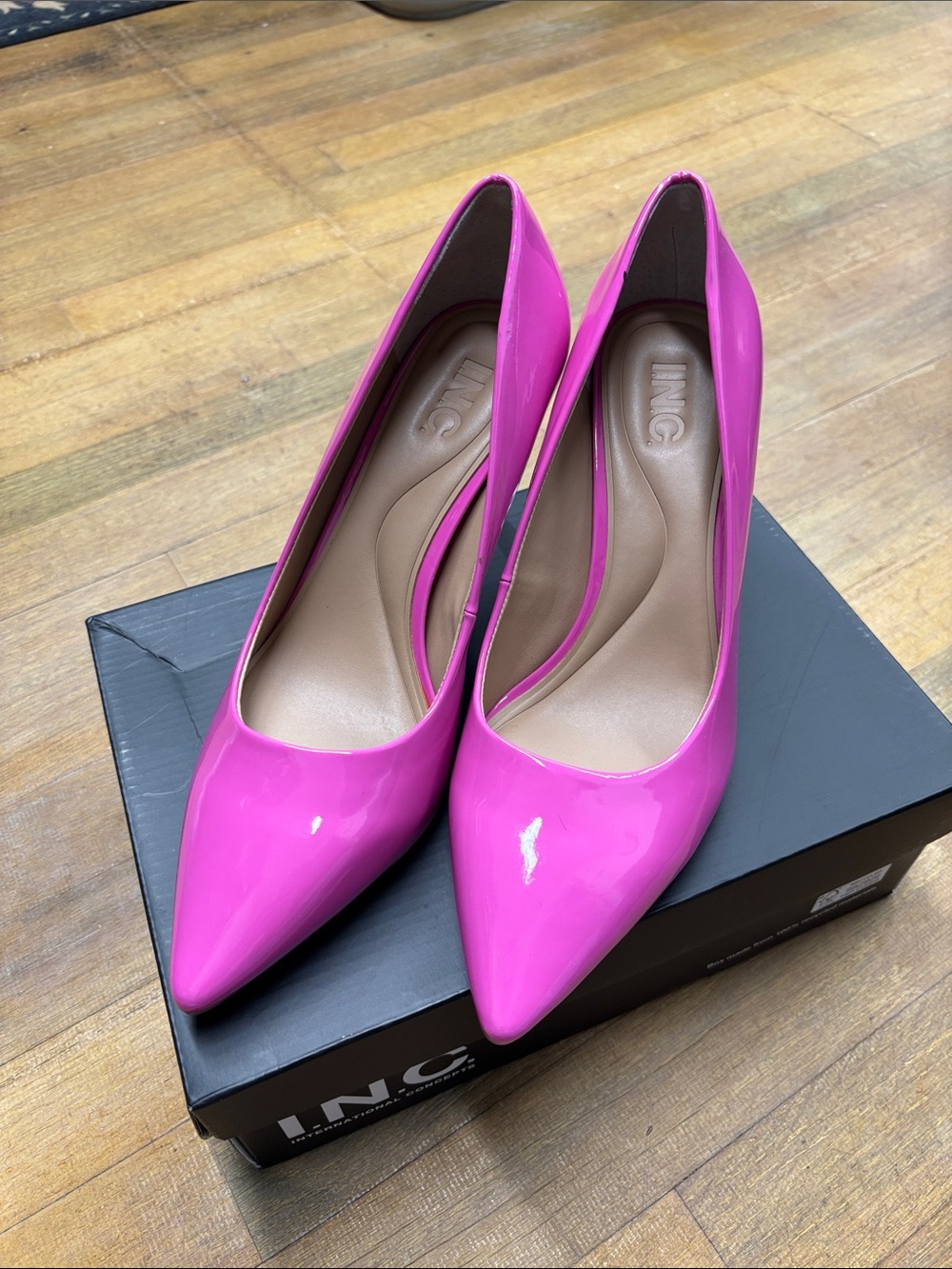 INC International Concepts Fuchsia Patent Pointed-Toe Pumps